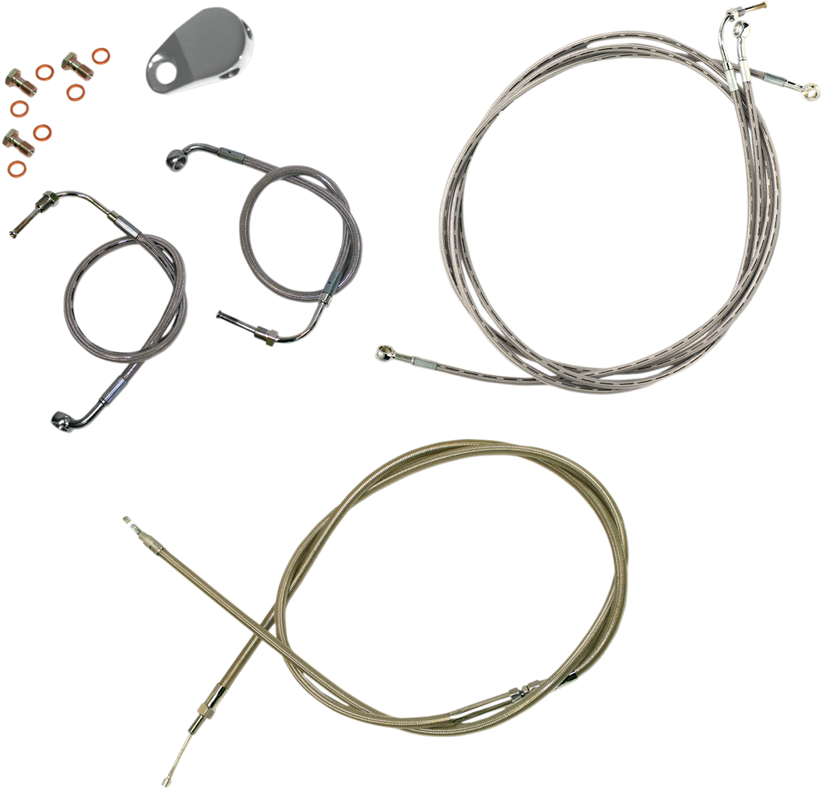 Standard Stainless Braided Handlebar Cable/Brake Line Kit - 0610-0574