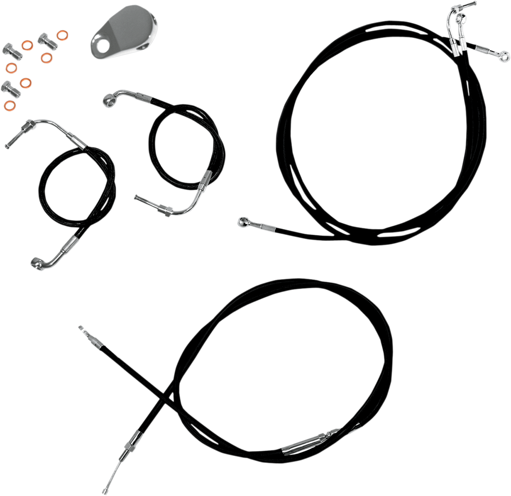 Standard Black Vinyl Handlebar Cable/Brake Line Kit — Ape Hanger - 0610-0581