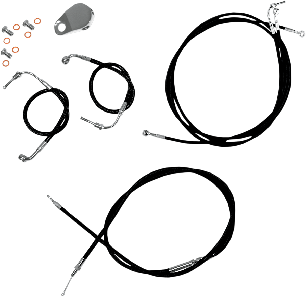 Standard Black Vinyl Handlebar Cable/Brake Line Kit — Ape Hanger - 0610-0581