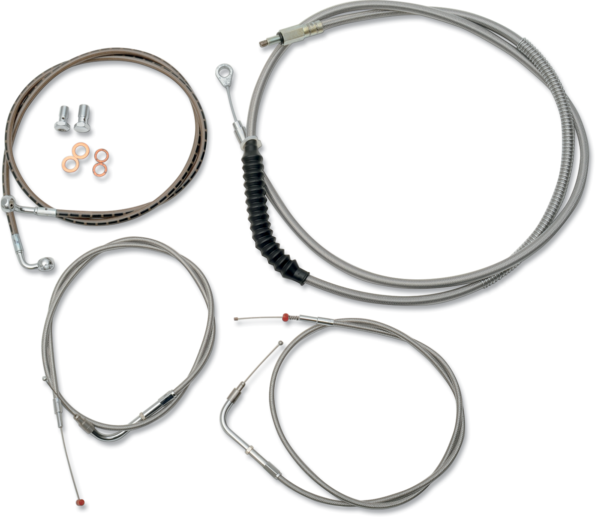 Standard Stainless Braided Handlebar Cable/Brake Line Kit - 0610-0648