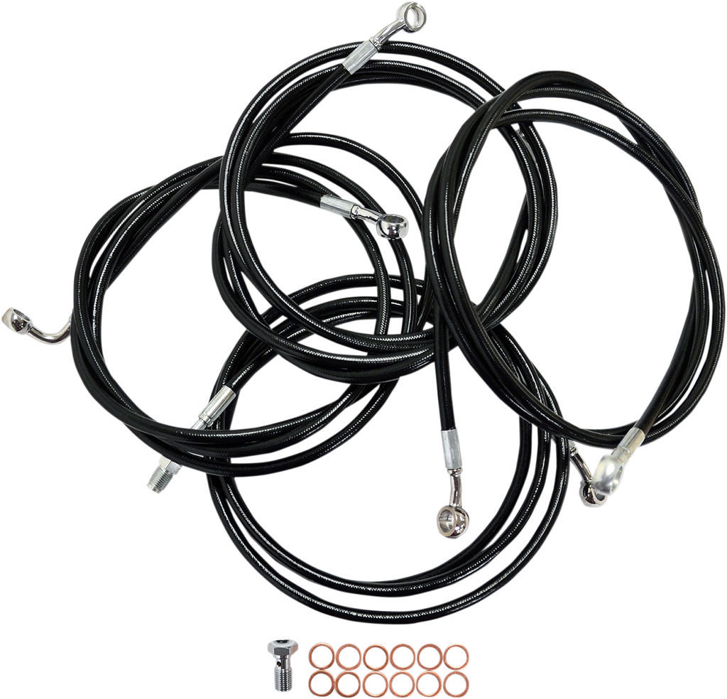 Standard Black Vinyl Handlebar Cable/Brake Line Kit — Ape Hanger - 0610-0777