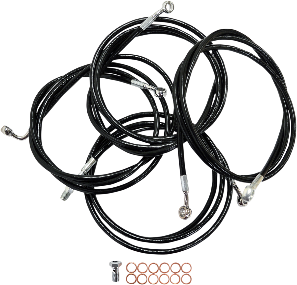 Standard Black Vinyl Handlebar Cable/Brake Line Kit — Ape Hanger - 0610-0777