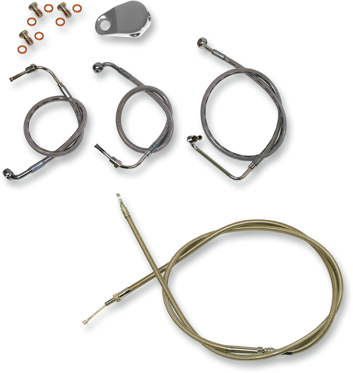 Standard Stainless Braided Handlebar Cable/Brake Line Kit - 0610-1120