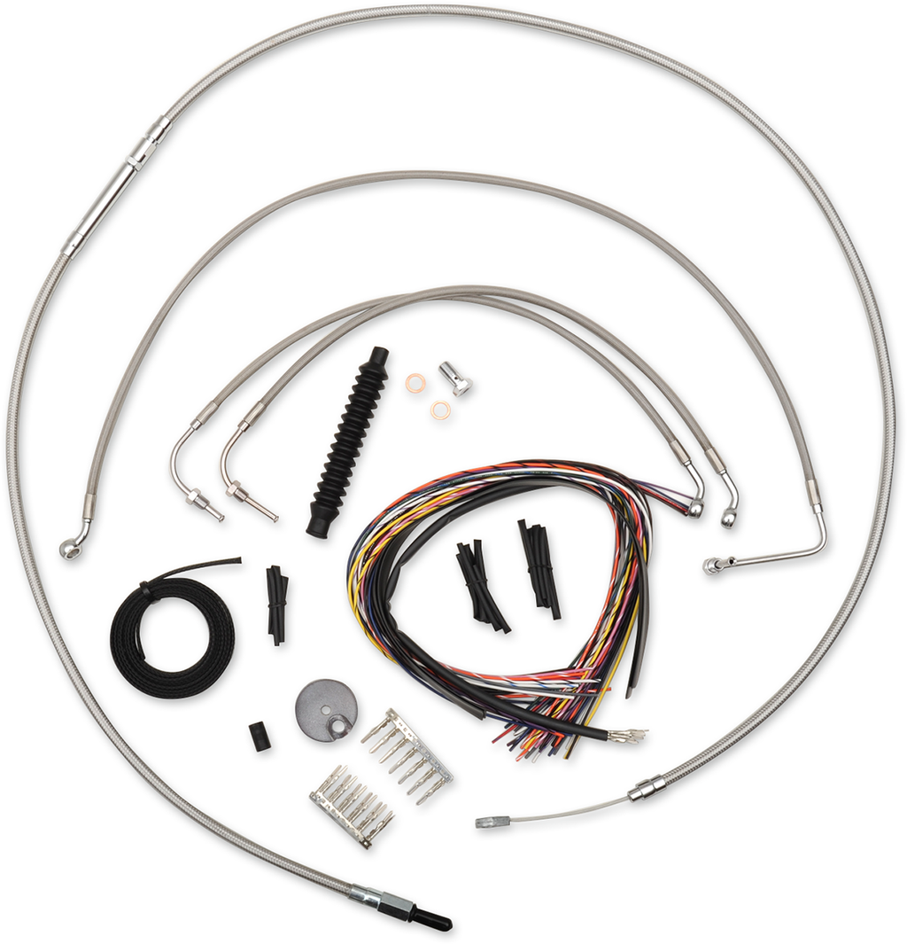 Complete Stainless Braided Handlebar Cable/Brake Line Kit — Cable Kit - 0610-1190