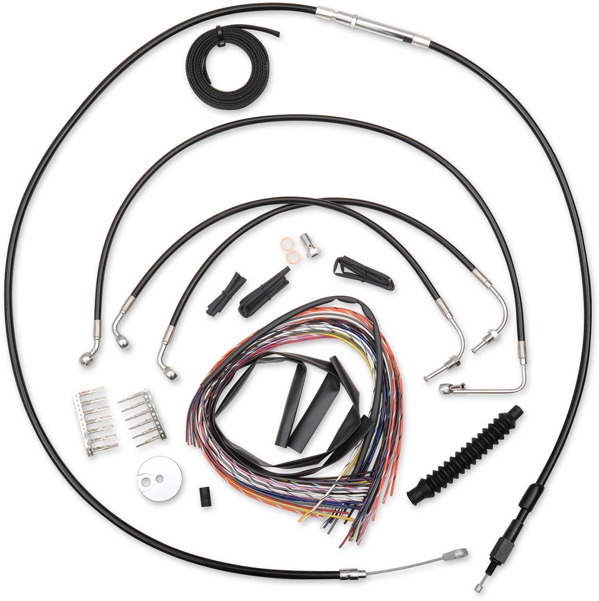 Complete Black Vinyl Braided Handlebar Cable/Brake Line Kit - 0610-1191
