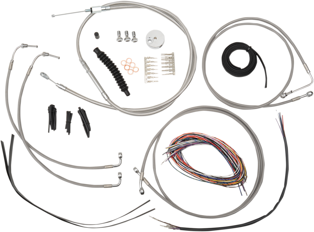 Complete Stainless Braided Handlebar Cable/Brake Line Kit — Cable Kit - 0610-1226