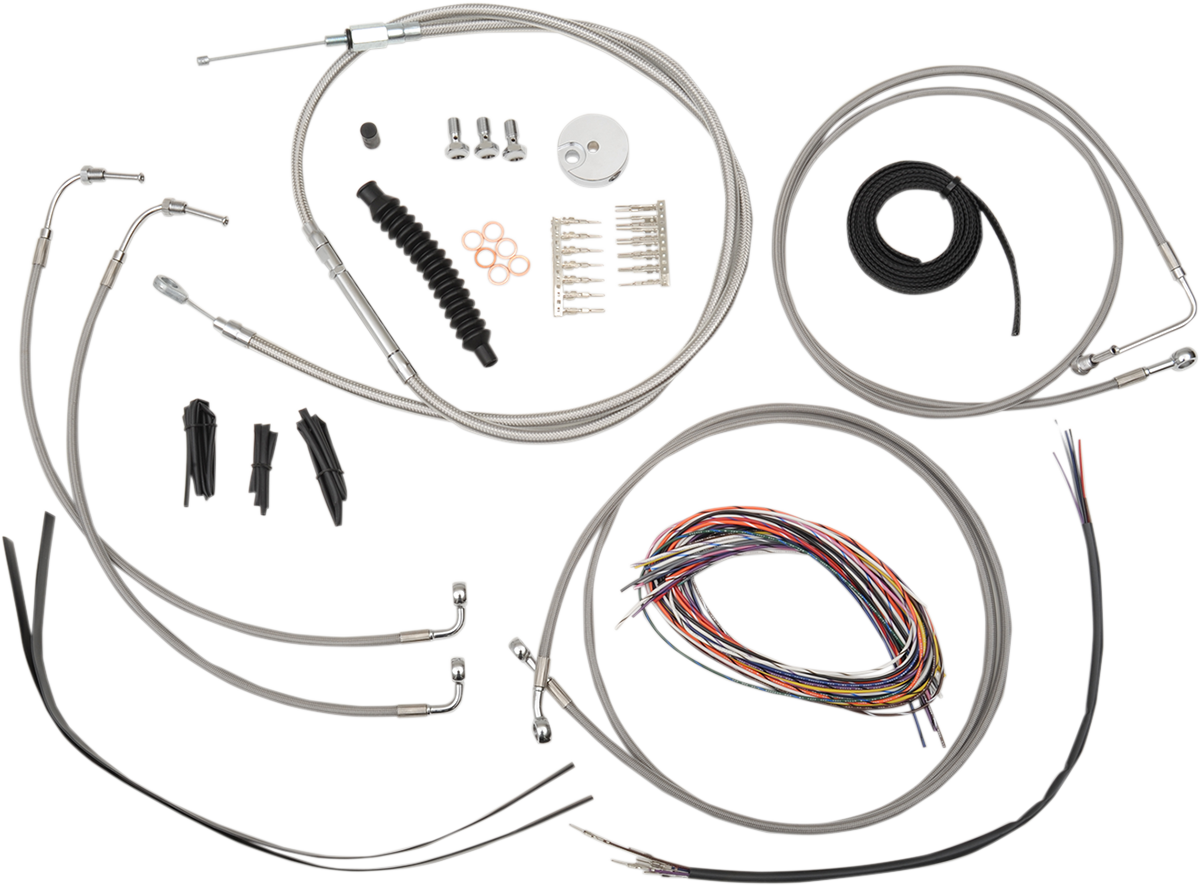 Complete Stainless Braided Handlebar Cable/Brake Line Kit — Cable Kit - 0610-1226