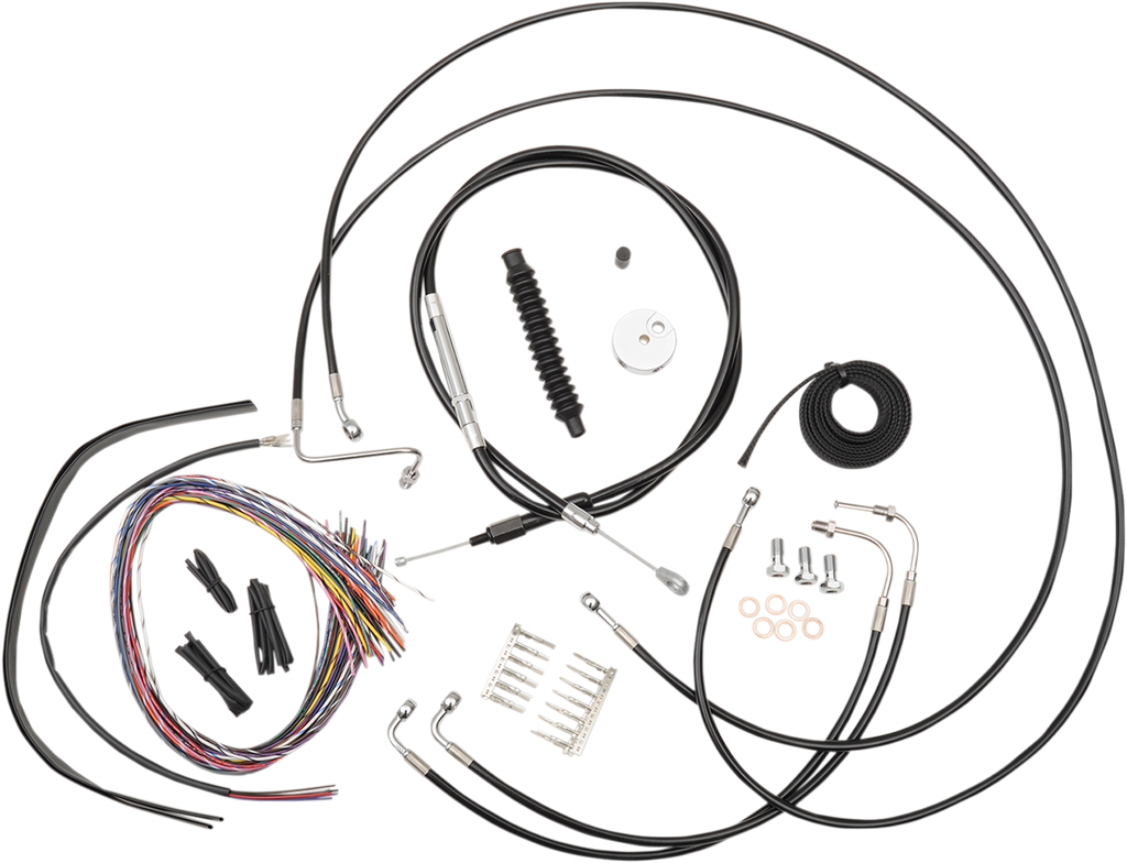 Complete Black Vinyl Braided Handlebar Cable/Brake Line Kit - 0610-1227