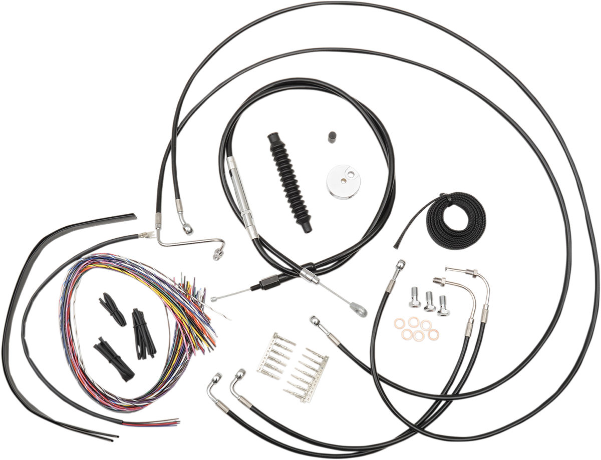 Complete Black Vinyl Braided Handlebar Cable/Brake Line Kit - 0610-1227