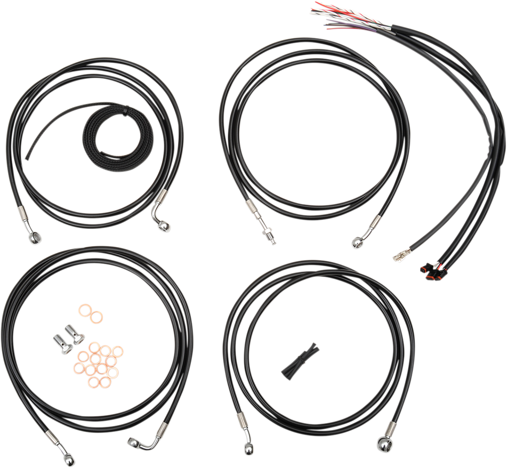 Complete Black Vinyl Braided Handlebar Cable/Brake Line Kit - 0610-1251