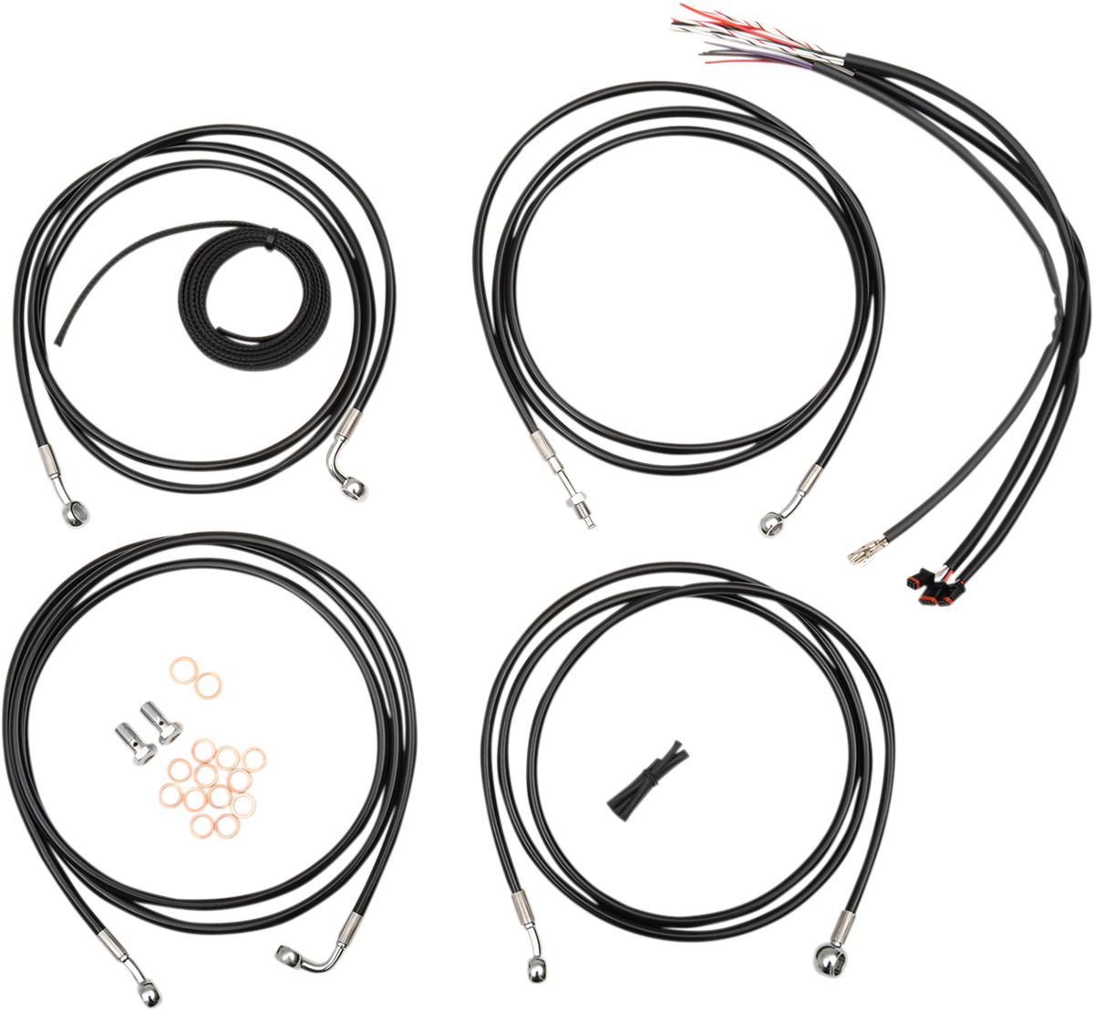 Complete Black Vinyl Braided Handlebar Cable/Brake Line Kit - 0610-1251