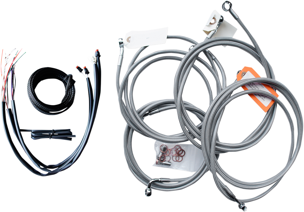 Complete Stainless Braided Handlebar Cable/Brake Line Kit — Cable Kit - 0610-1252