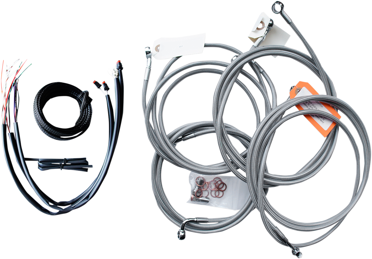 Complete Stainless Braided Handlebar Cable/Brake Line Kit — Cable Kit - 0610-1252