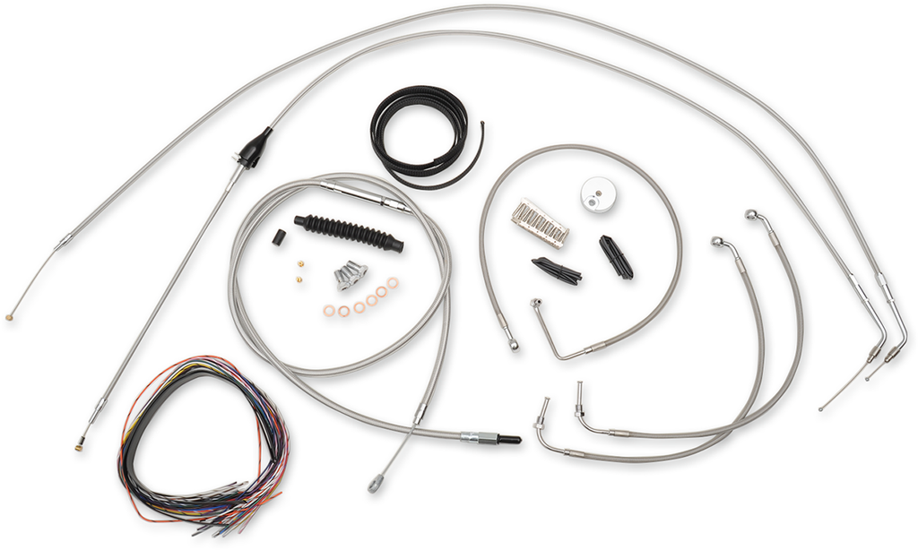 Complete Stainless Braided Handlebar Cable/Brake Line Kit — Cable Kit - 0610-1252
