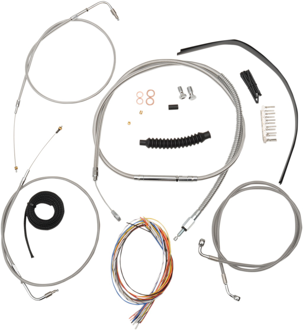 Complete Stainless Braided Handlebar Cable/Brake Line Kit — Cable Kit - 0610-1262