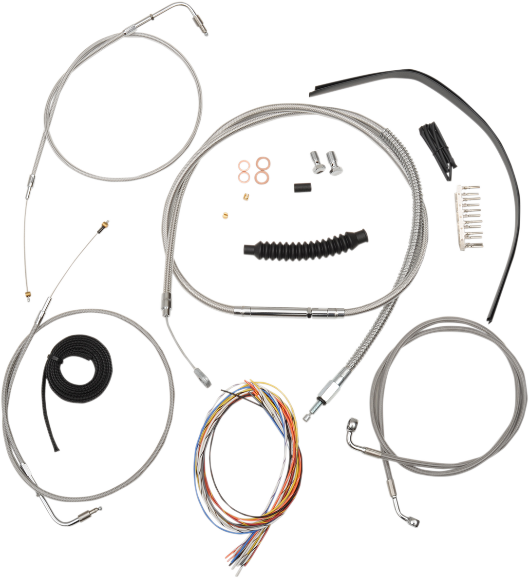 Complete Stainless Braided Handlebar Cable/Brake Line Kit — Cable Kit - 0610-1262