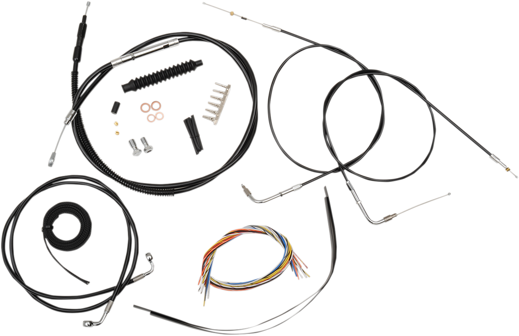 Complete Black Vinyl Braided Handlebar Cable/Brake Line Kit - 0610-1347