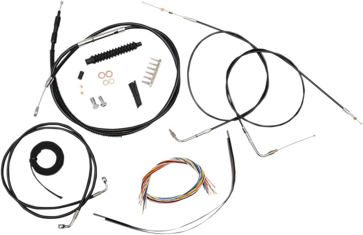 Complete Black Vinyl Braided Handlebar Cable/Brake Line Kit - 0610-1347