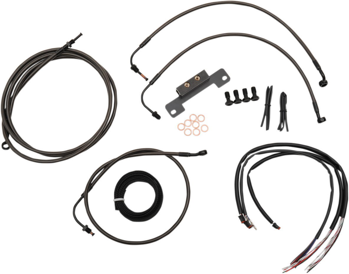 Complete Midnight Braided Handlebar Cable/Brake Line Kit — Standard - 0610-1550