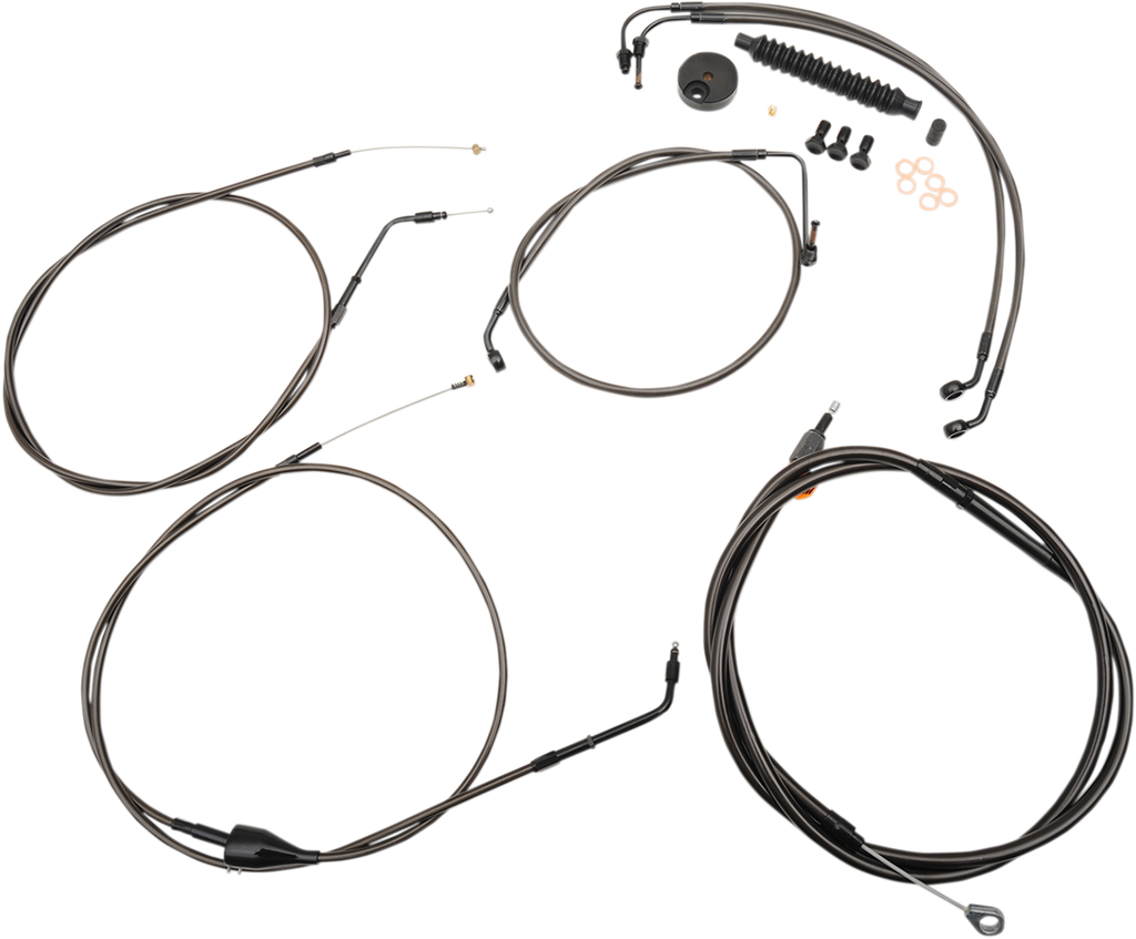 Standard Midnight Braided Handlebar Cable/Brake Line Kit — Ape Hanger - 0610-1564