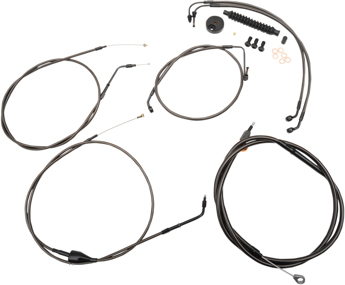 Standard Midnight Braided Handlebar Cable/Brake Line Kit — Ape Hanger - 0610-1564