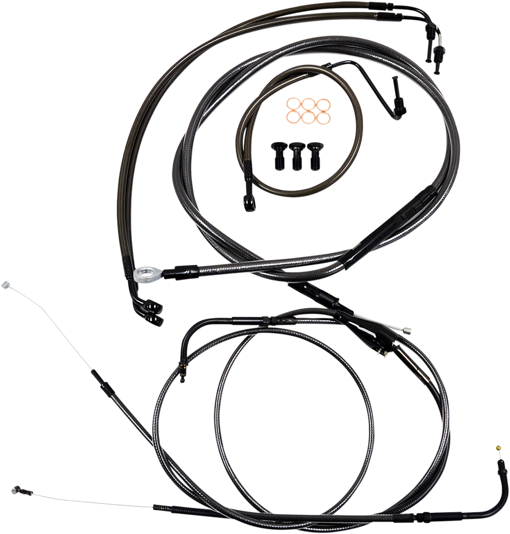 Standard Midnight Braided Handlebar Cable/Brake Line Kit — Ape Hanger - 0610-1574