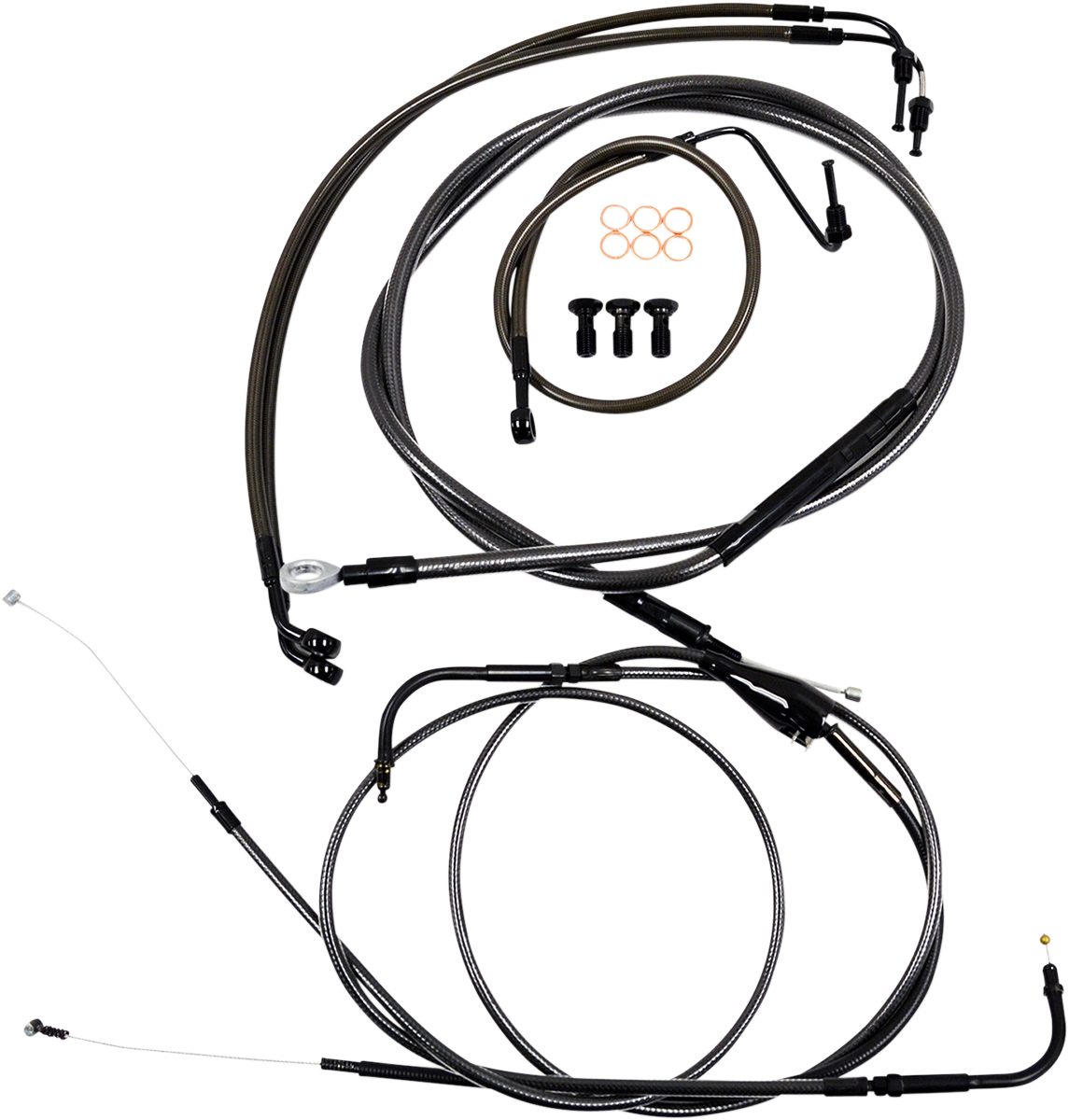 Standard Midnight Braided Handlebar Cable/Brake Line Kit — Ape Hanger - 0610-1574