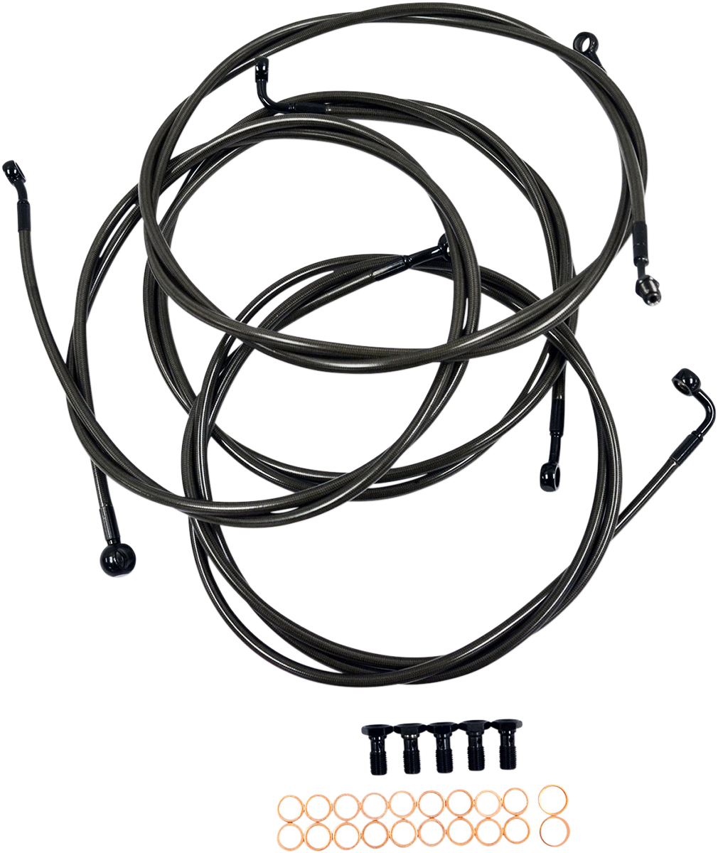 Standard Midnight Braided Handlebar Cable/Brake Line Kit — Ape Hanger - 0610-1634