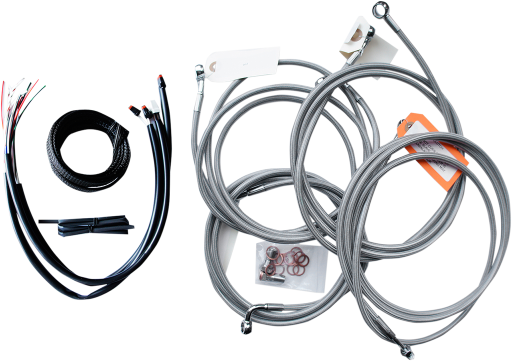 Complete Stainless Braided Handlebar Cable/Brake Line Kit — Cable Kit - 0610-1753