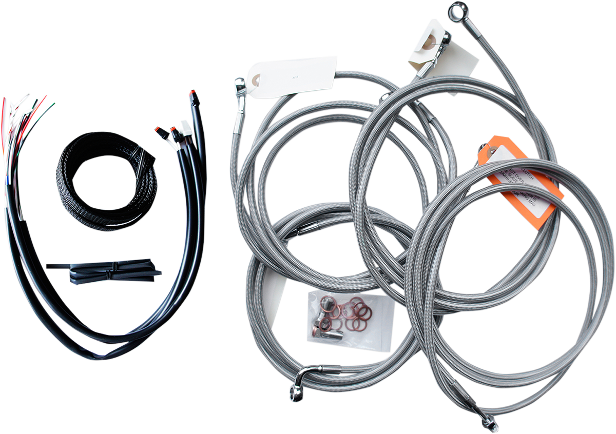 Complete Stainless Braided Handlebar Cable/Brake Line Kit — Cable Kit - 0610-1753