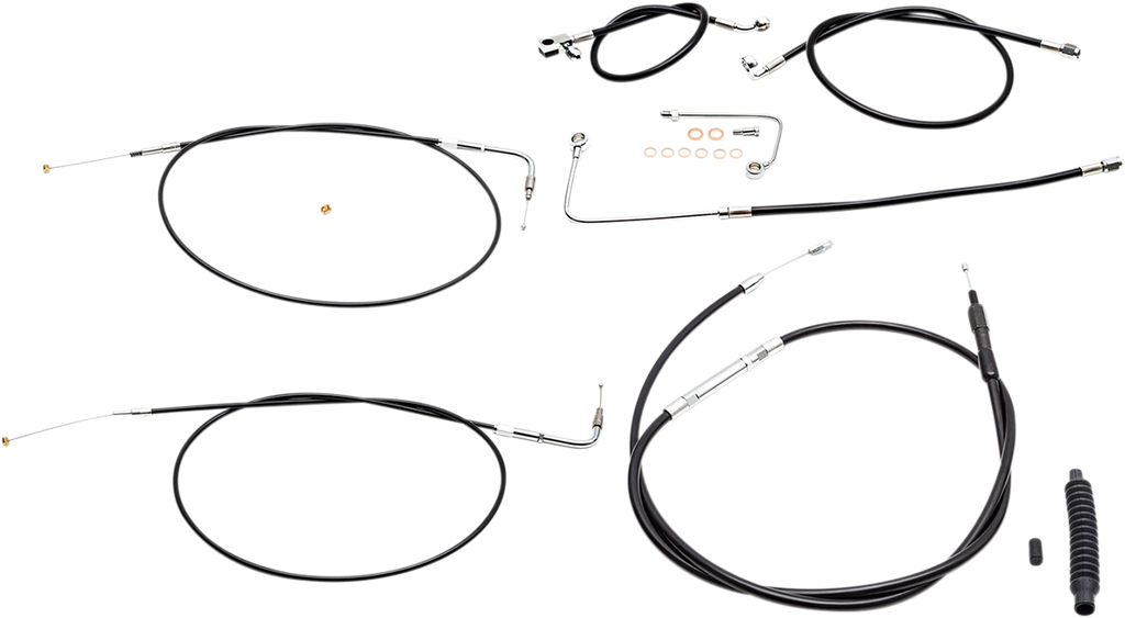 Standard Black Vinyl Handlebar Cable/Brake Line Kit — Ape Hanger - 0610-1779