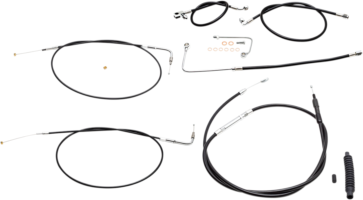 Standard Black Vinyl Handlebar Cable/Brake Line Kit — Ape Hanger - 0610-1779