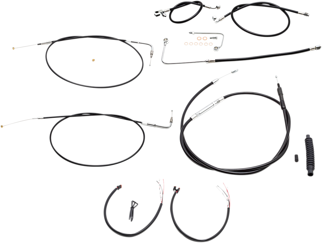 Complete Black Vinyl Braided Handlebar Cable/Brake Line Kit - 0610-1800