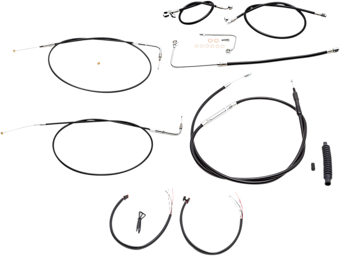 Complete Black Vinyl Braided Handlebar Cable/Brake Line Kit - 0610-1800