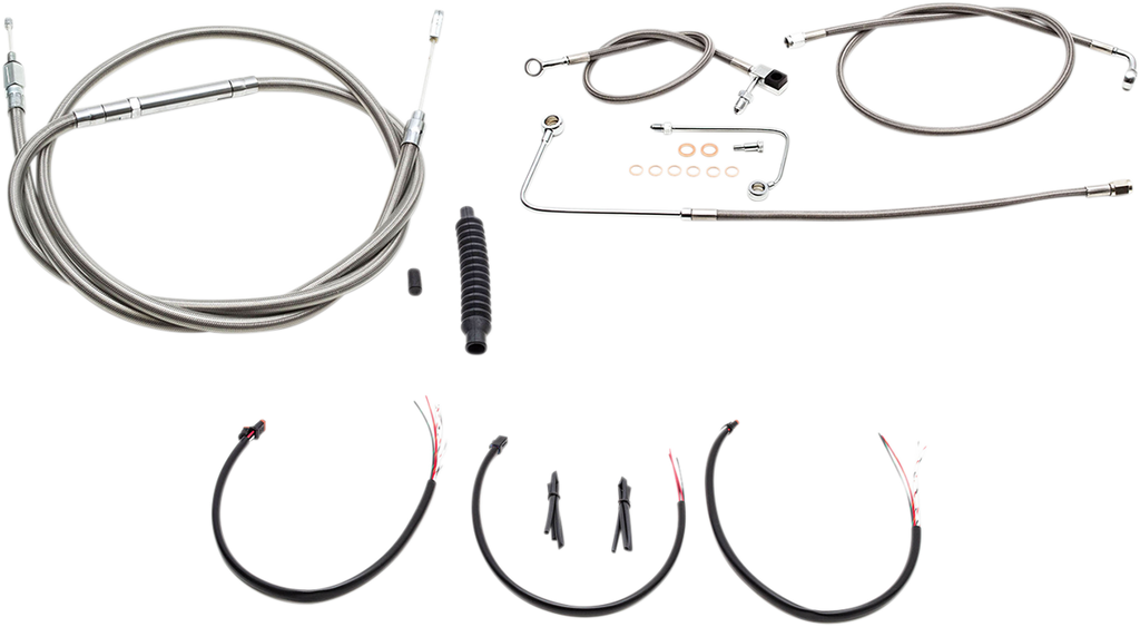 Complete Stainless Braided Handlebar Cable/Brake Line Kit — Cable Kit - 0610-1814