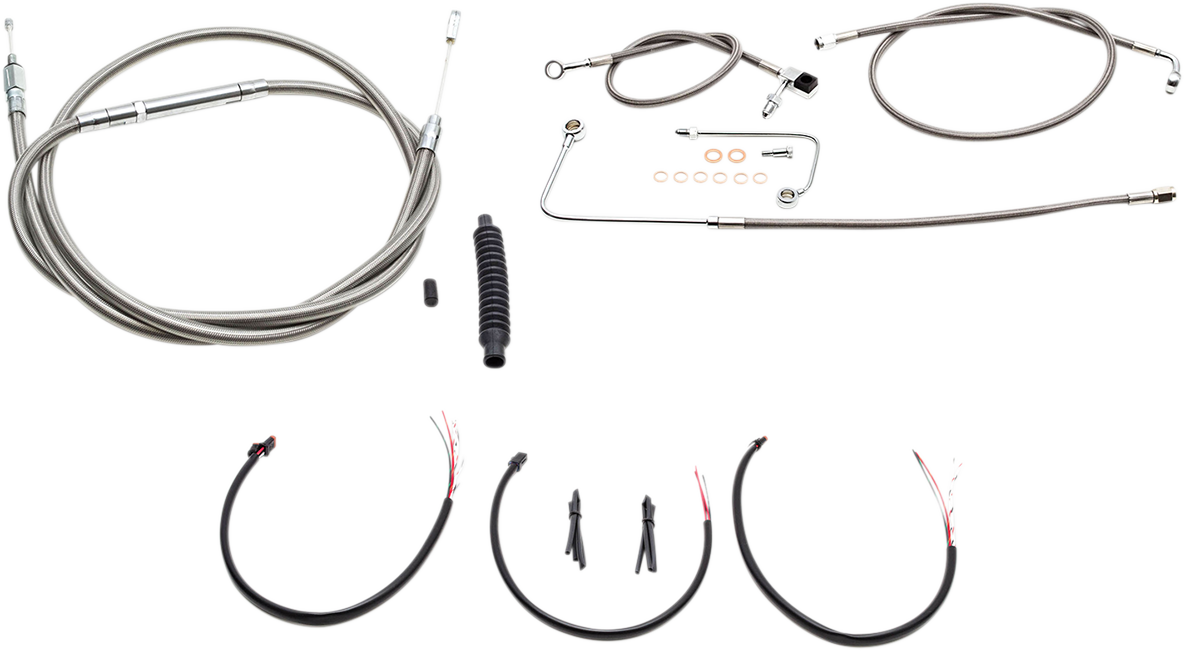 Complete Stainless Braided Handlebar Cable/Brake Line Kit — Cable Kit - 0610-1814