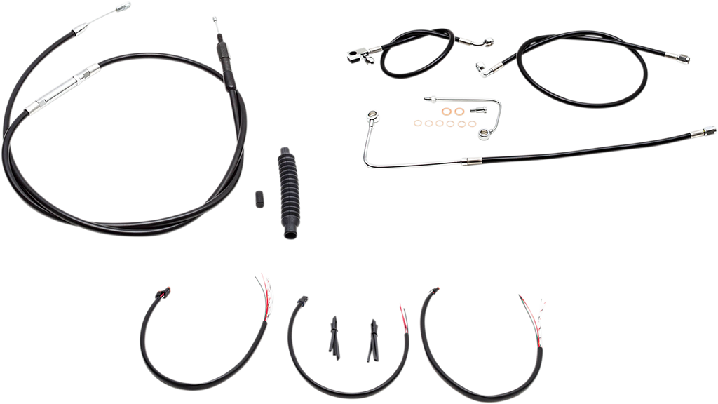 Complete Black Vinyl Braided Handlebar Cable/Brake Line Kit - 0610-1818