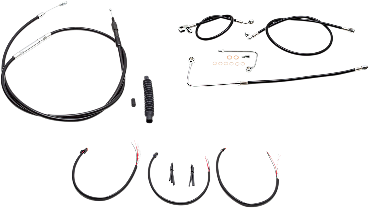 Complete Black Vinyl Braided Handlebar Cable/Brake Line Kit - 0610-1818