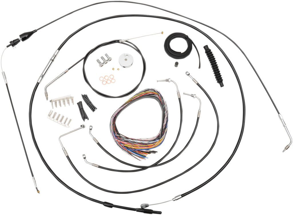 Complete Black Vinyl Braided Handlebar Cable/Brake Line Kit - 0610-1818