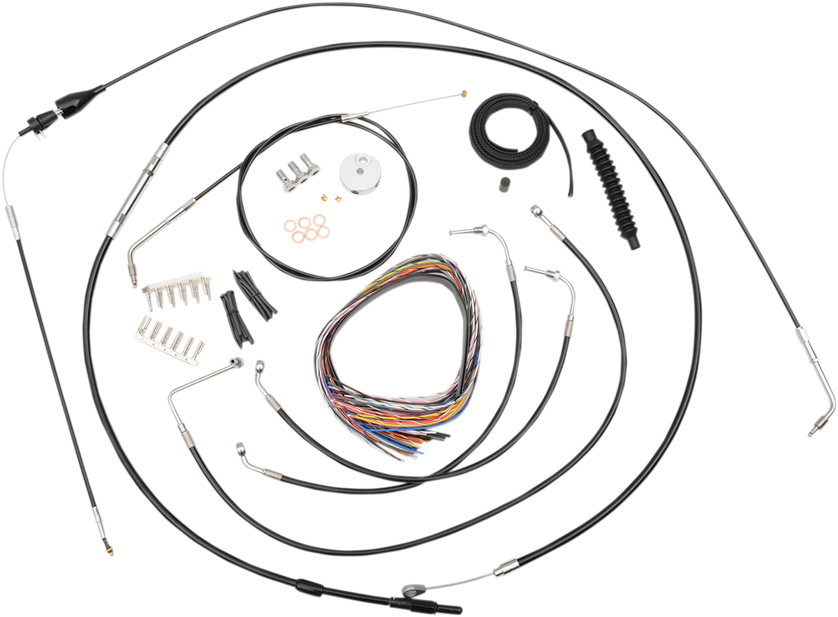 Complete Black Vinyl Braided Handlebar Cable/Brake Line Kit - 0610-1818