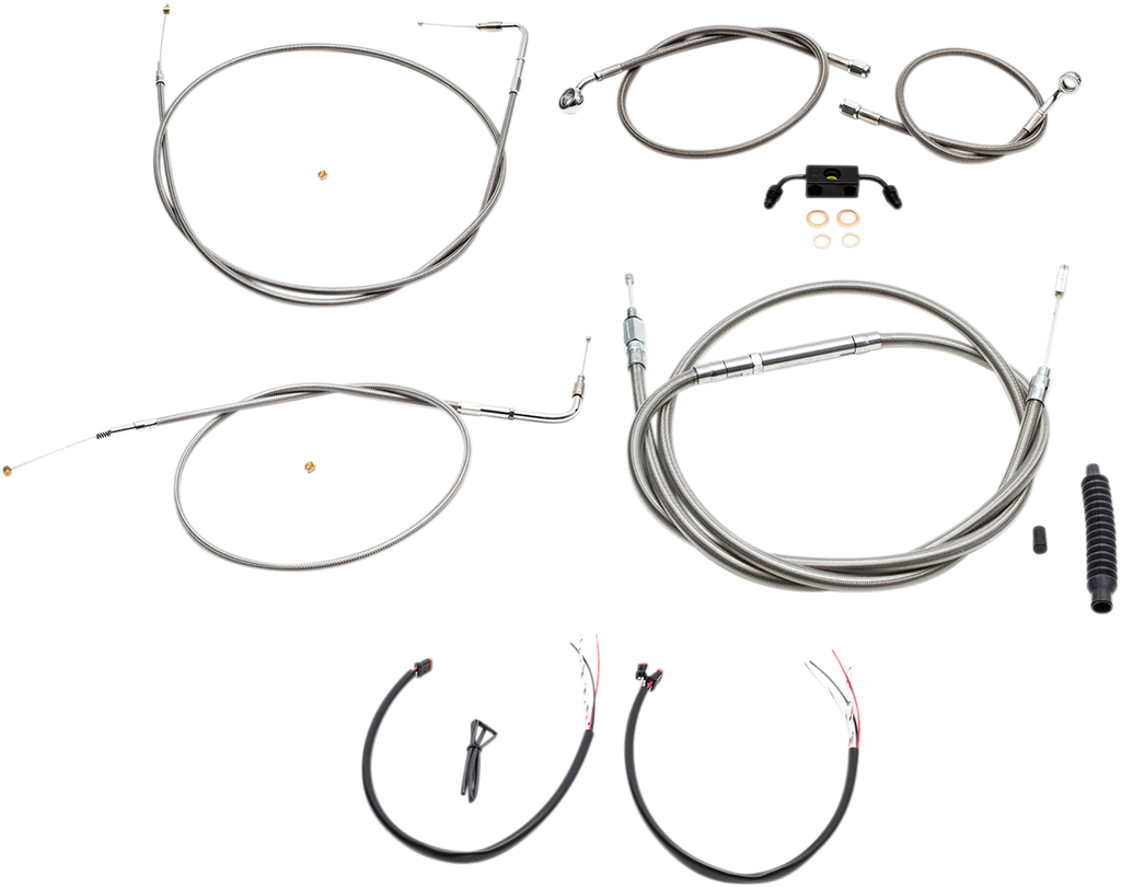 Complete Stainless Braided Handlebar Cable/Brake Line Kit — Cable Kit - 0610-1838