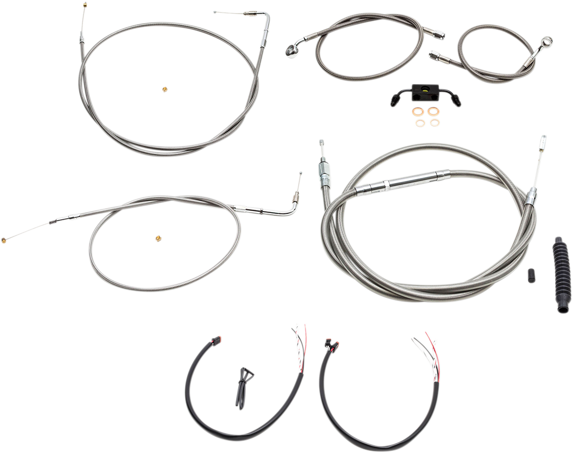 Complete Stainless Braided Handlebar Cable/Brake Line Kit — Cable Kit - 0610-1838