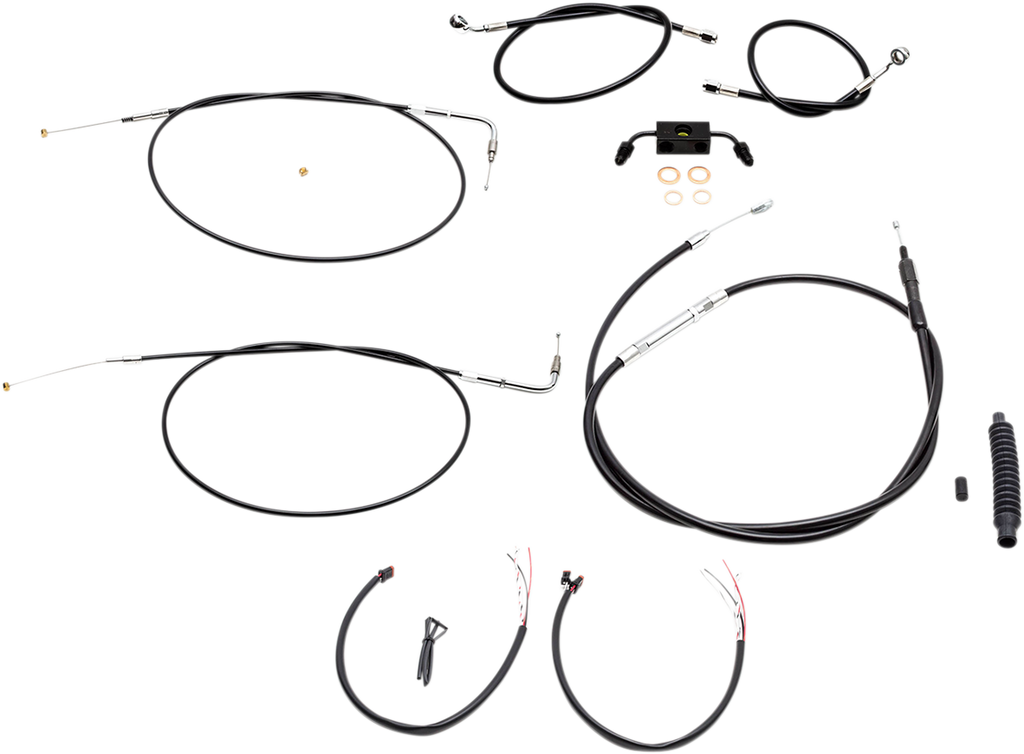 Complete Black Vinyl Braided Handlebar Cable/Brake Line Kit - 0610-1839