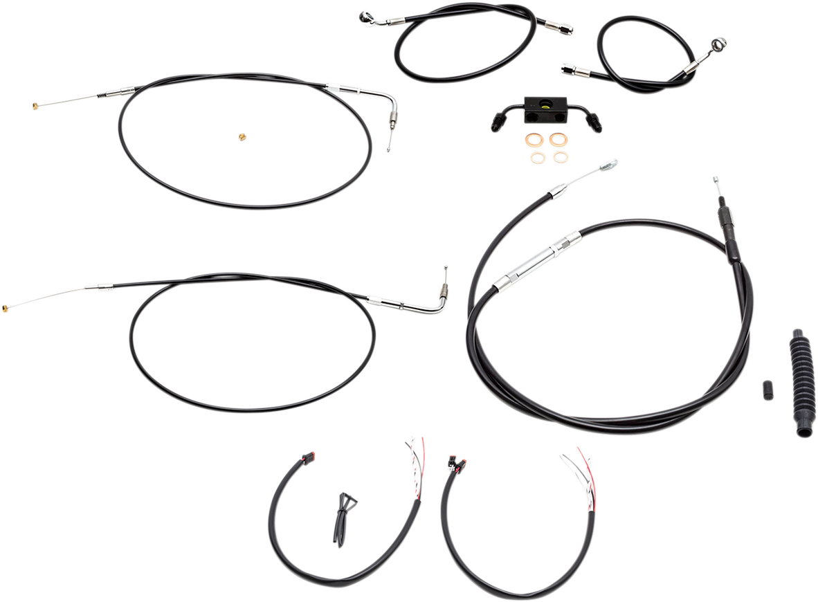 Complete Black Vinyl Braided Handlebar Cable/Brake Line Kit - 0610-1839