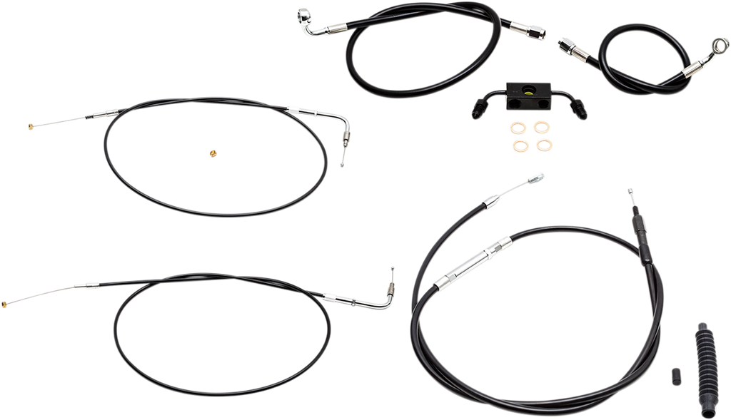 Standard Black Vinyl Handlebar Cable/Brake Line Kit — Ape Hanger/Mini - 0610-1848