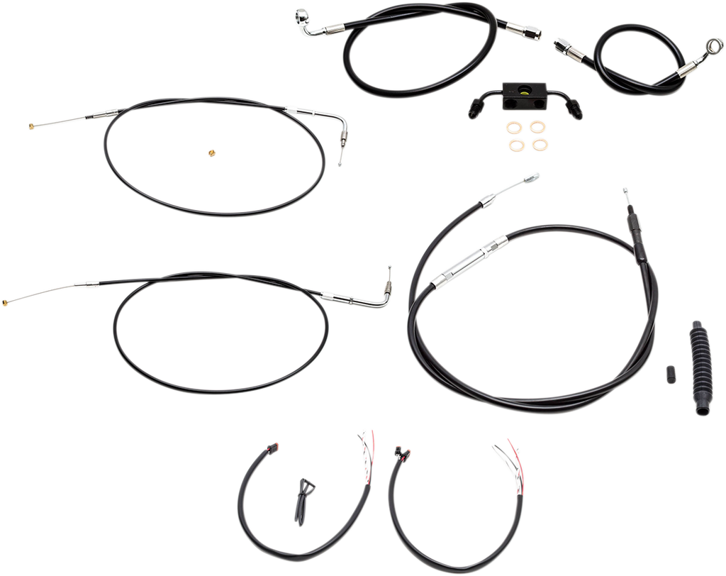 Complete Black Vinyl Braided Handlebar Cable/Brake Line Kit - 0610-1866