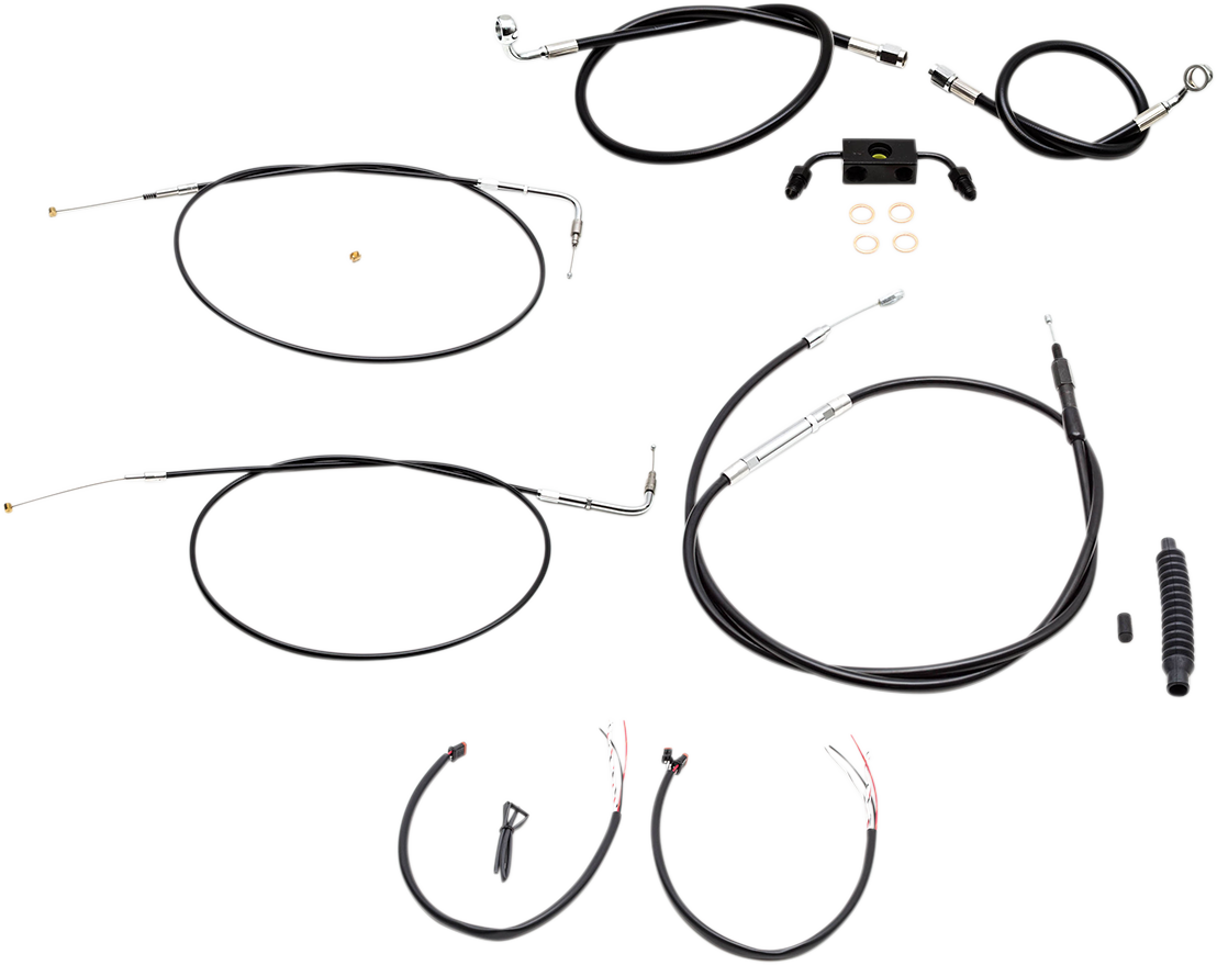 Complete Black Vinyl Braided Handlebar Cable/Brake Line Kit - 0610-1866