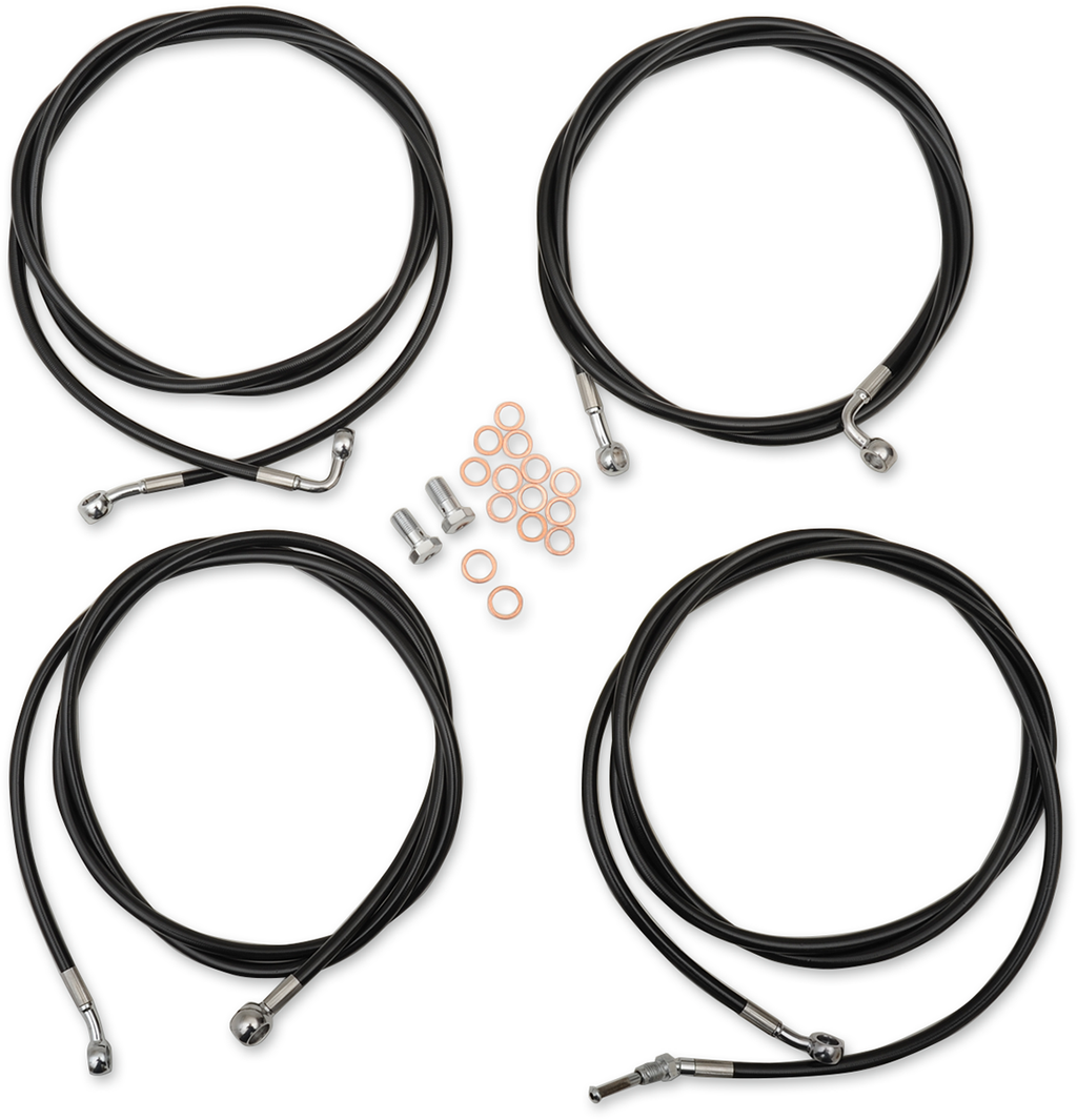 Standard Black Vinyl Handlebar Cable/Brake Line Kit — Ape Hanger - 0610-1938