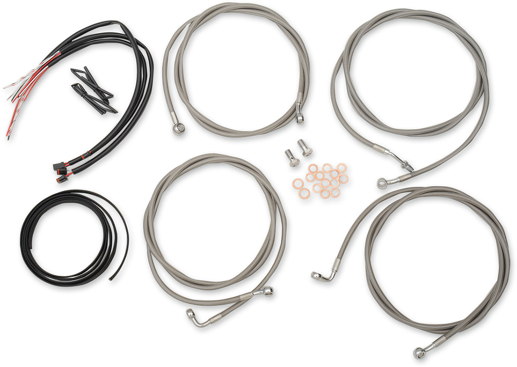 Complete Stainless Braided Handlebar Cable/Brake Line Kit — Cable Kit - 0610-1940