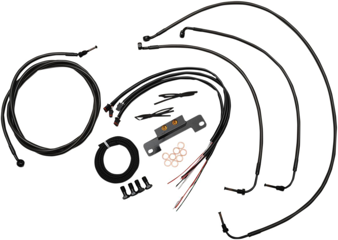 Complete Midnight Braided Handlebar Cable/Brake Line Kit — Standard - 0662-0212